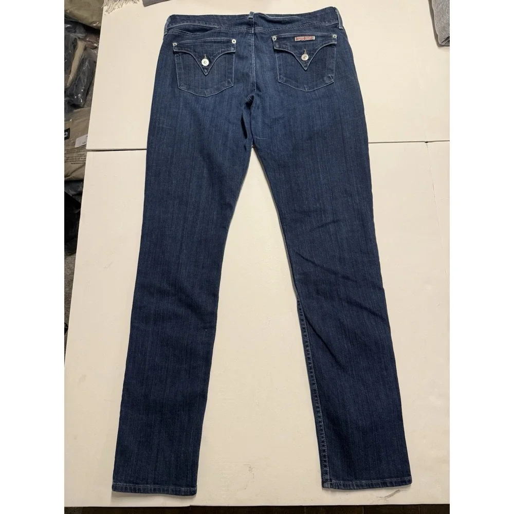 Hudson Jeans Womens Size 31 Blue Denim Dark‎ Wash Collin Flap Skinny Made In USA